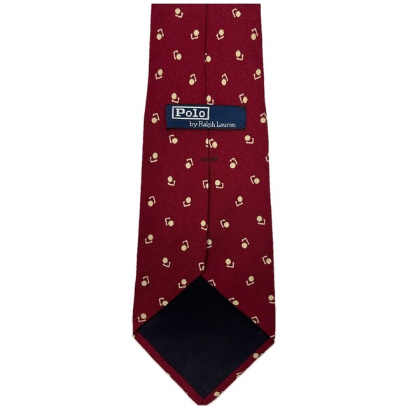 Vintage Polo by Ralph Lauren Red Geometric Pattern Handmade Silk Tie  58.5" x 4" - Picture 3 of 6
